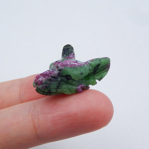 Natural Ruby and Zoisite Carved wolf head Pendant Bead 23*16*9mm, 4.6g