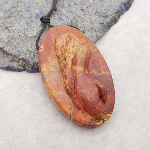 Natural Multi-Color Picasso Jasper Woman Gemstone Pendant Bead, Side Drilled Gemstone Pendant,Handmade Pendant Gift, 53x33×10mm, 26.2g