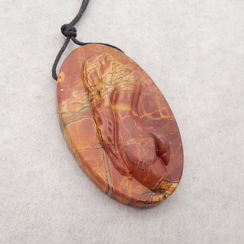 Natural Multi-Color Picasso Jasper Woman Gemstone Pendant Bead, Side Drilled Gemstone Pendant,Handmade Pendant Gift, 53x33×10mm, 26.2g