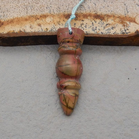 Natural Red Creek Jasper Pendant Bead 35*11*5mm, 2.9g