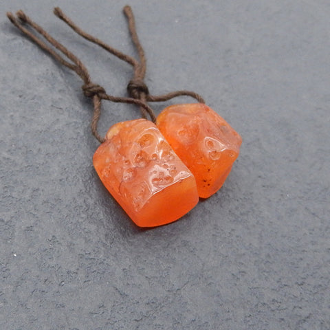 1 Pair Nugget (Rough Sides) Natural Red Agate Earring Beads,Gemstone For Jewelry DIY Making,18×12×10mm,6.4g