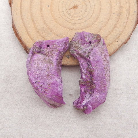 New Nugget African Purple Stone Earrings Beads, 39x18x9mm, 13.6g