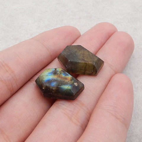 New 1 Pair Natural Flash Labradorite Gemstone , Gem Jewelry Gift, , 19×15×6mm, 6.1g