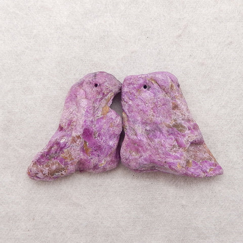 New Nugget African Purple Stone Earrings Beads, 38x23x9mm, 15.8g