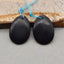 Paire de boucles d'oreilles en pierres précieuses ovales en obsidienne naturelle, 25x18x4 mm, 6,1 g