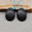 Paire de boucles d'oreilles en pierres précieuses ovales en obsidienne naturelle, 25x18x4 mm, 6,1 g