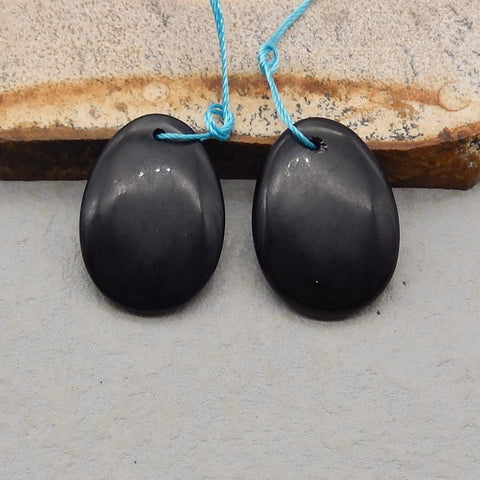 Natural Obsidian Earring Beads 25x18x4mm, 6.1g