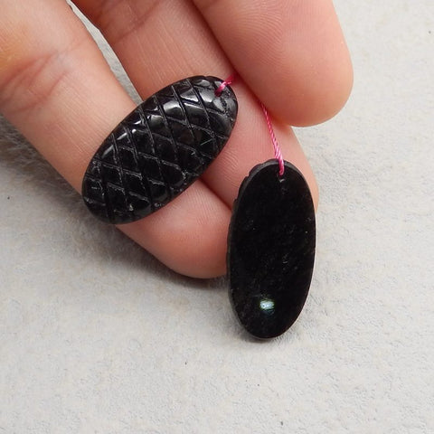 Natural Obsidian Earring Beads 30*15*5mm, 6.4g