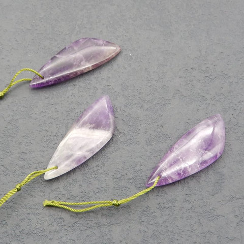 3 PCS Natural Amethyst Pendant Beads 39×14×4mm, 10.1g