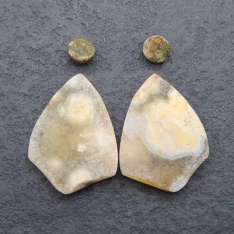 4 PCS Nugget (Rough Sides)  Natural Ocean Jasper Gemstone, Handmade Jewelry,23x17x4mm,5mm,4g