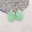 Hand Carved Chrysoprase Leaf Center Drilled Gemstone Earrings Beads, 22x16×4mm, 3.8g