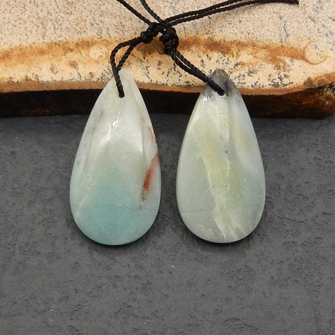 Natural Amazonite Earring Beads 30*15*5mm, 5.9g