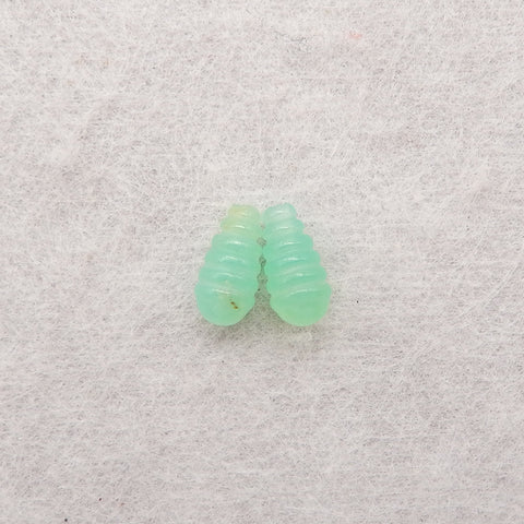 Hand Carved Chrysoprase Top Half Drilled Gemstone Earrings Beads,8×4mm, 0.6g