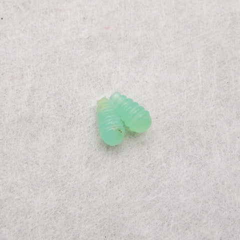 Hand Carved Chrysoprase Top Half Drilled Gemstone Earrings Beads,8×4mm, 0.6g