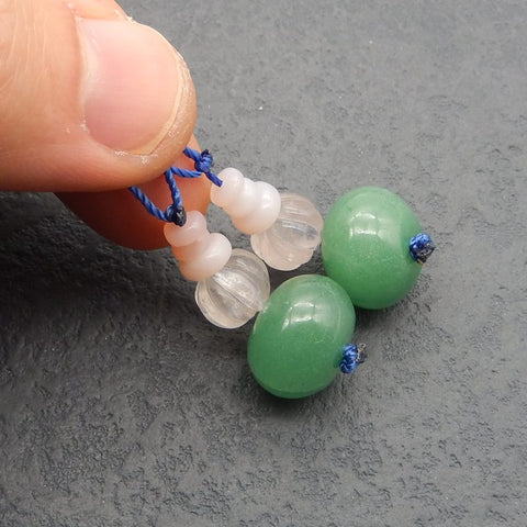 Natural Rose Quartz and Aventurine Earring Beads 16*11mm, 5*2mm, 12g