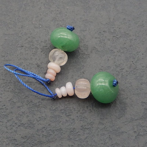 Natural Rose Quartz and Aventurine Earring Beads 16*11mm, 5*2mm, 12g