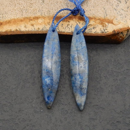 Paire de boucles d'oreilles pépite Lapis Lazuli, pierre pour la fabrication de boucles d'oreilles, 48x11x5mm,9.6g