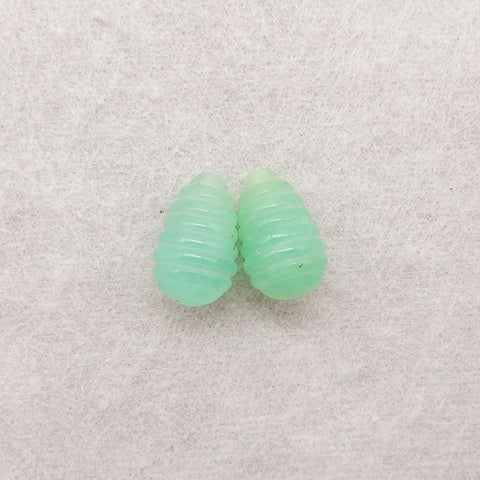 Hand Carved Chrysoprase Top Half Drilled Gemstone Earrings Beads,12×8mm, 1.6g