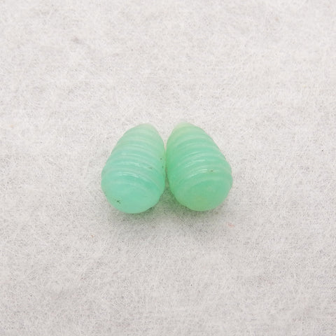 Hand Carved Chrysoprase Top Half Drilled Gemstone Earrings Beads,12×8mm, 1.6g