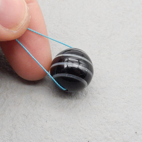 Intarsia of Obsidian and Shell Pendant Bead 18*18*18mm, 6.9g