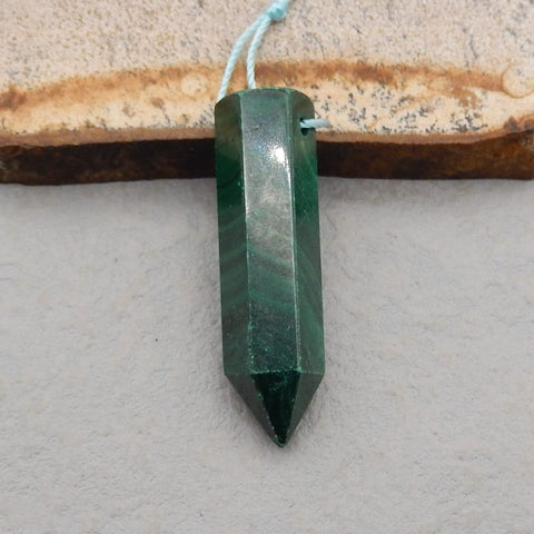 Natural Malachite Pendant Bead 39*10*10mm, 10.0g