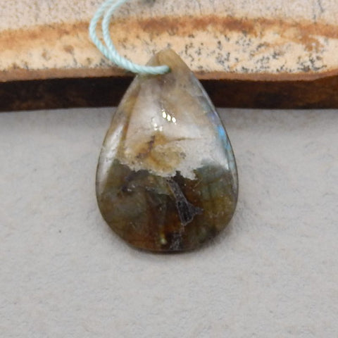 Natural Labradorite Pendant Bead 29*21*5mm, 4.9g