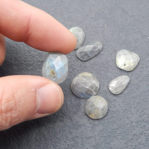 7 PCS Natural Labradorite Pendant Beads 17*16*5mm, 14*9*3mm, 8.0g