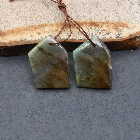 Natural Labradorite Earring Beads 23*17*3mm, 5.5g