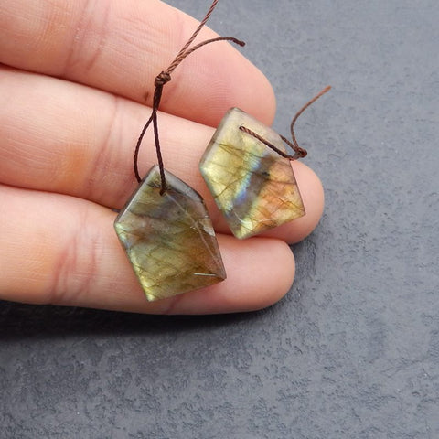 Natural Labradorite Earring Beads 23*17*3mm, 5.5g