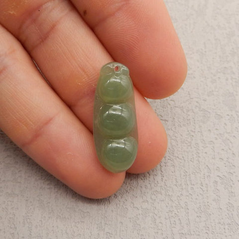 Natural Nephrite Jade Carved Pea Pendant Bead 28×1×5mm, 2.5g