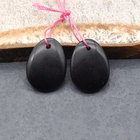 Natural Obsidian Earring Beads 20*15*4mm, 4.4g