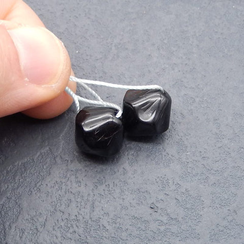 Natural Obsidian Earring Beads 15*14*14mm, 5.4g