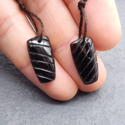 Natural Obsidian Earring Beads 20*10*3mm, 2.5g