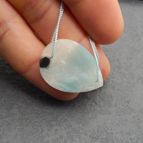 Natural Amazonite Pendant Bead 31*21*3mm, 4.0g