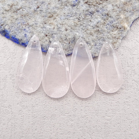 4 PCS Natural Rose Quartz Pendant Beads ,26×11×4mm,23×11×4mm ,6.9g