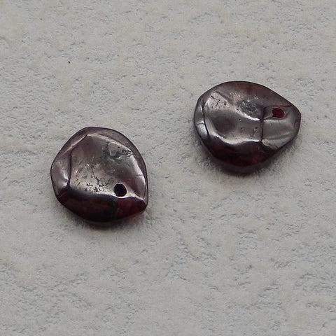 Natural Garnet Earring Beads 15*14*3mm, 3.6g