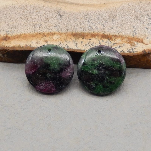 Natural Ruby And Zoisite Earring Beads 20x20x6mm, 8.6g