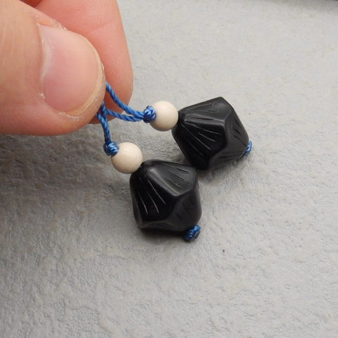 Natural Obsidian Earring Beads 15*14*14mm, 5.4g