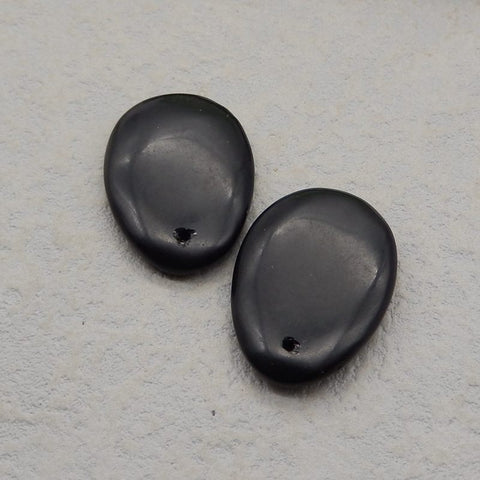 Natural Obsidian Earring Beads 25x18x4mm, 6.1g