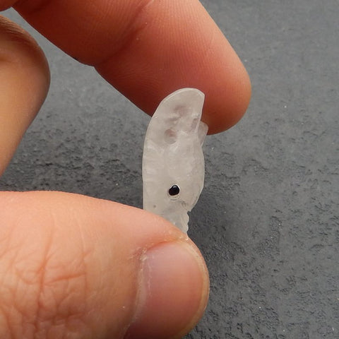 Natural White Quartz Carved wolf head Pendant Bead 23*17*10mm, 4.1g