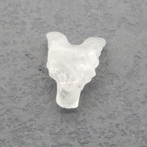 Natural White Quartz Carved wolf head Pendant Bead 23*17*10mm, 4.1g