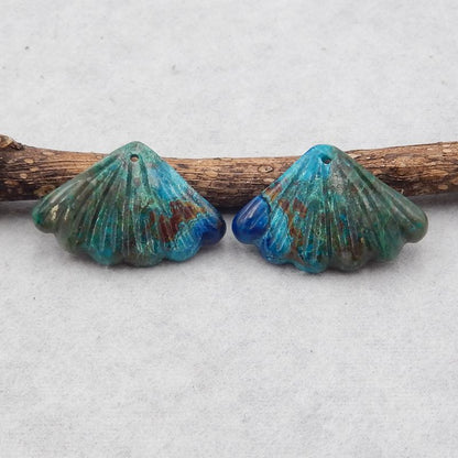 Natural Chrysocolla Earring Beads 19x30x4mm, 7.0g