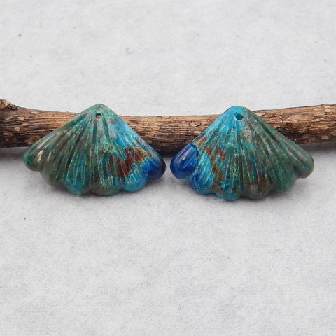 Natural Chrysocolla Earring Beads 19x30x4mm, 7.0g