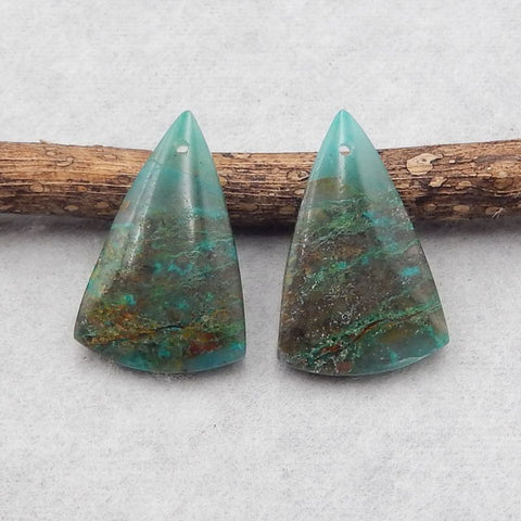 Natural Chrysocolla Earring Beads 27x16x5mm, 6.8g