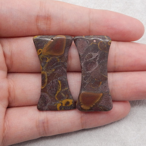 Natural Fruit Jasper Gemstone Earring Beads,Customized Gemstone Earring Pair, 37×18×4mm, 9g