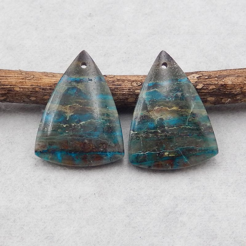 Natural Chrysocolla Earring Beads 27x16x5mm, 6.8g