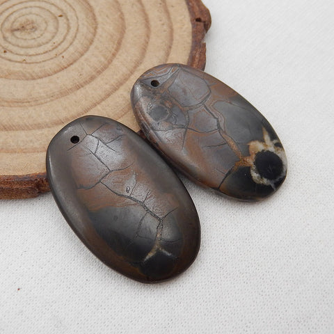 Natural Black Septarian Jasper Earring Beads 28X20X4mm, 7.7g