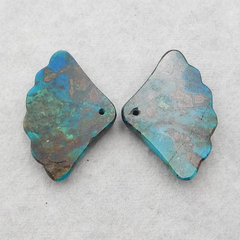 Natural Chrysocolla Carved leaf Earring Beads 19*30*4mm, 7.0g