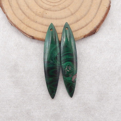 Natural Malachite Gemstone Earring Beads, Semi-Precious Gemstones For Jewelry Making,41×9×4mm,5.9g