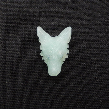 Natural Chrysoprase Carved wolf head Pendant Bead 23x17x9mm, 3.0g